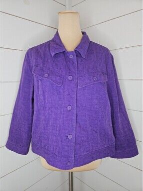 Vintage 90s Casual Studio large purple 100% cotton denim style jacket
